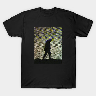 Loneliness // A man walking sadly in this empty and cruel world // Abstract Glitch artwork T-Shirt